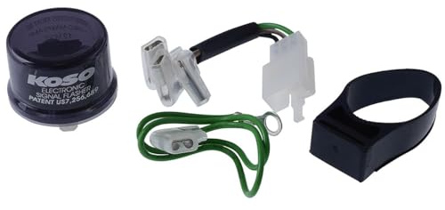 KOSO 12V Universal LED Blinkerrelais 3-Pin, 1-80 W, kompatibel mit Motorrad | LED- und Standardblinker, Defekterkennung; kompatibel mit Roller, Quad; Adapterkabel kompatibel mit Honda, Kawasaki, Yamaha