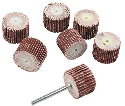 HALJIA 7 20 mm Schleifen Schleifpapier Lamellenschleifer Scheibenbürste Bit Schleifen Polieren Werkzeug für Dremel Rotary Set Körnung 80# 120# 180# 240# 320# 400# 600 mit 3 mm Dorn Schaft