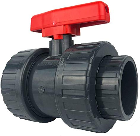 well2wellness® PVC-Kugelhahn mit 2-Wege Klebeanschluss 40mm - roter Griff (2000051)