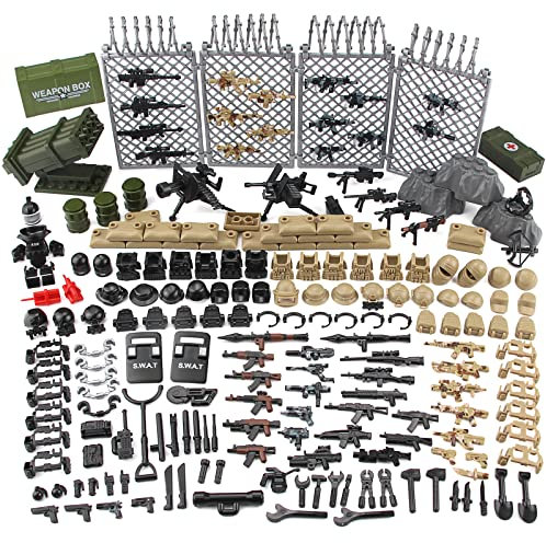 Feleph Modern Military Weapons Pack SWAT Police Multiple Combinations Toy Set for Soldier Figures Model Army Equipment Gear Pieces Blocks Accessories Compatible with Major Brand