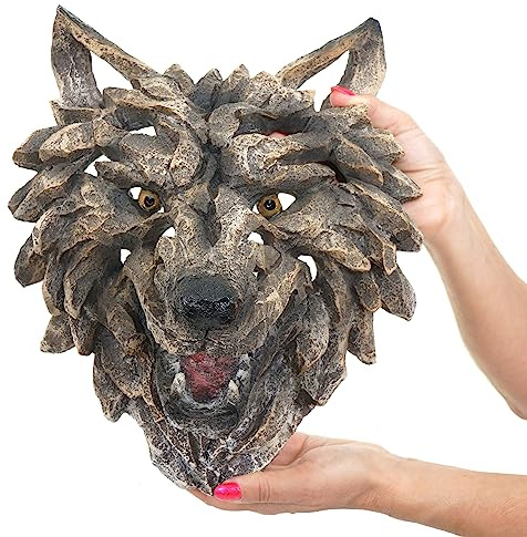 Mendler Deko Schädel HWC-H41 Outdoor - Wolfskopf 32cm | Wanddeko, Kopf, Trophäe, Polyresin, Indoor
