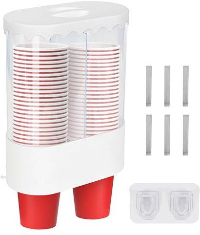 Belle Vous Portabicchieri da Parete a Doppio Tubo - Dispenser Bicchierini Caffe e Bicchieri di Plastica Usa e Getta - Ufficio, Casa, Palestra e Bagno