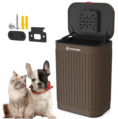 PAWZIDEA Cestino per cani a parete per cani, cestino per rifiuti per cani da 2,1 galloni con coperchio, Controllo degli odori al carbone attivo, Contenitore per lo smaltimento dei rifiuti di animali