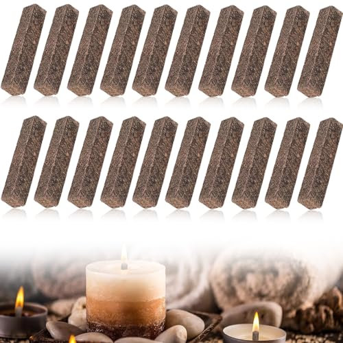 20 Stück Dauerdocht für Wachsfresser Kerzenreste, Kerzendocht Dicke Outdoor, Kerzendocht für Kerzenfresser, Schmelzfeuers für Kerzenreste Dauerkerze Tischfeuer, 10× 10× 90mm