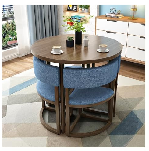 Essgruppe Set Tisch und Stühle Esstisch und 4 Stuhl Büro Konferenztisch Seminartisch Bistro-Set Sitzgruppe für Wohnzimmer Esszimmer Balkon Küche Salon Café Essecke Frühstücksecke Platzsparend ( Color