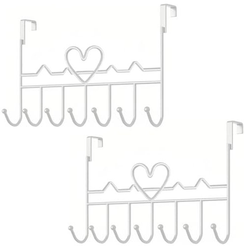 WBDXWB Over The Door Hook, Over Door Hanger for Coat, Towel, Bag, Robe (2 Pack, White)