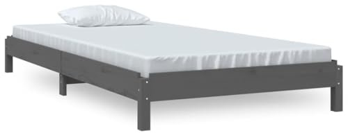 QZZCED Hotelbetten Luxus-Betten Schlafzimmer-Betten Tagesbett Stapelbett Grau 75x190 cm Massivholz Kiefer für Schlafzimmer, Hotels, Wohnungen