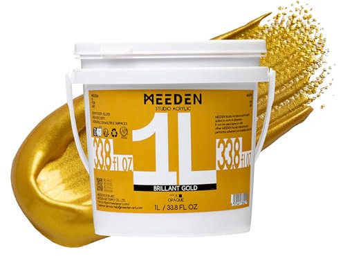 MEEDEN Metallic Gold Acrylic Paint: 1L Thick Gold Leaf Paints for Painting on Canvas Crafts Furniture Home Décor Pumpkin