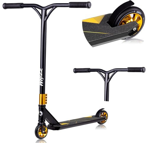 LIONELO Trottinette WHIZZ, roulements à Billes ABEC-9, Plateau en Aluminium, système de Compression HIC, Roues de 110 mm, Guidon Large en T, Frein Flex Fender MN Steel - Design Unique (Bleu)