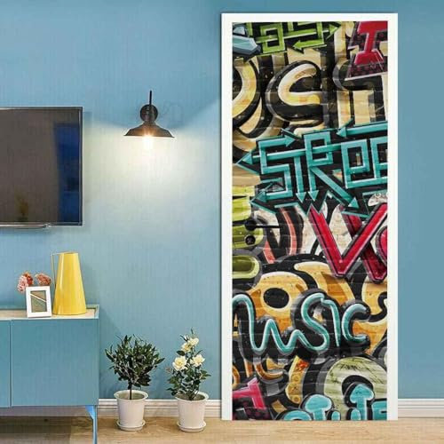 Türtapete Selbstklebend Gemalte Kreative Graffiti 90 X 200 Cm Diy Türposter 3D Pvc Wasserdicht Türaufkleber -Türfolie Türsticker Wandbild Innentür Fototapete Abnehmbar Tür Kunst Dekoration - Fotos Vo