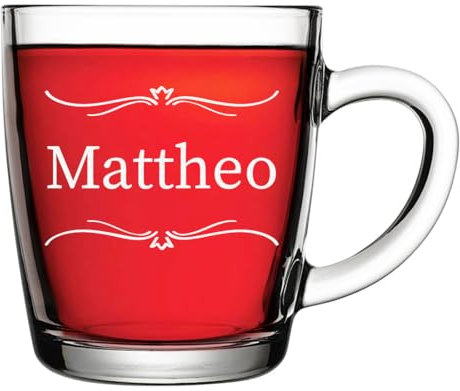 polar-effekt Teebecher Teetasse aus Glas 340 ml mit Gravur - personalisiertes Kaffeeglas - Geschenk zum Geburtstag - für Kaffee, Tee und Wasser - BPA-Frei