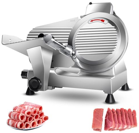 Electric Meat Slicer,Meat Slicer Machine,deli slicer,10-inch Blade, 240W Motor, Chromium-plated Steel, Semi-Auto Design,Carbon Steel Blade, for Beef, Mutton, Roast Meat, Pork, Ham