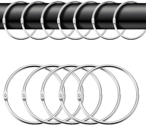 40 Anillos de Cortina para Abrir, Anillos Redondos de Cortina, Clips de Cortina de 50 mm, Anillos de Cortina para Cortinas y Barras de Cortina, Color Plateado