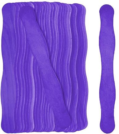 Mandala Crafts Wavy 8 Inch Purple Natural Wooden Fan Handles Sticks