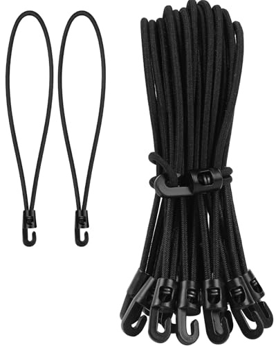 JULMELON Spanngummi mit Haken 20 Stück Expander mit Haken 25 cm | Lang, Schwarz, Planenspanner Gummispanner mit Haken für Planen Camping Zelt Net Anhängerplane Outdoor