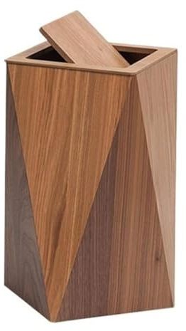 Poubelle Poubelle créative en forme de losange avec couvercle, corbeille à déchets en bois à dessus pivotant avec seau intérieur for salon, chambre à coucher, salle de bain, cuisine(Mixed,40*21.5*21.5