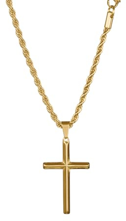 Vielring Gold Kreuz Halskette – Halskette mit Kreuz Anhänger – Männer Kreuzkette 18K Vergoldet – Geschenk Für Ihn – Verschiedene Längen: 50, 55 cm
