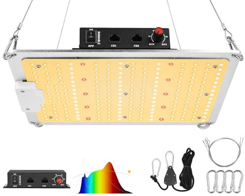 Azyvum GH1000 LED Grow Lampe Pflanzenlampe LED Vollspektrum Pflanzenlicht Grow Light Growlampe mit 0%-100% Dimmen Wachstumslampe für Zimmerpflanzen,Gemüse,Blume