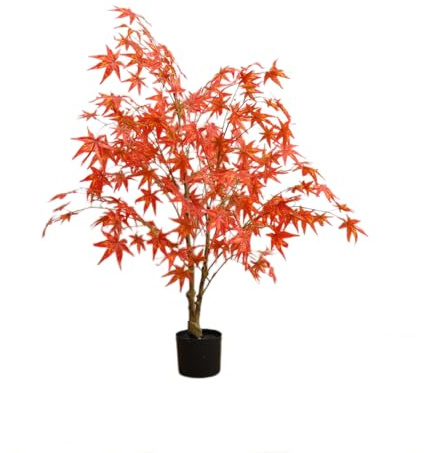 Thaookte KüNstlicher Ahorn Baum KüNstliche Pflanze 120cm KüNstlicher Ahorn Baum Rot Ahornbaum Winterhart Kunstpflanzen Groß KüNstliche Pflanze Im Topf Für Indoor Outdoor Haus BüRo Garten