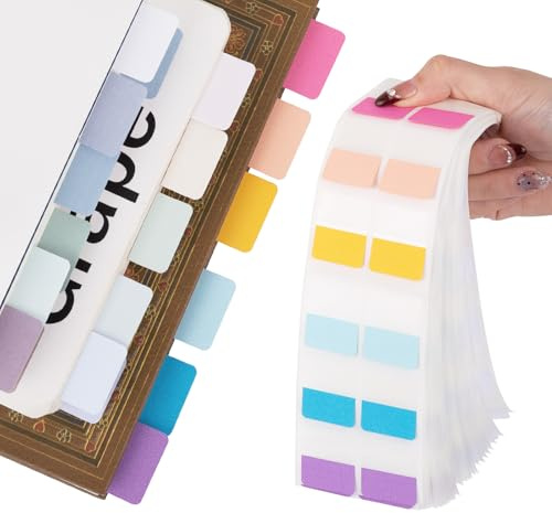Avecmoi Kleberegisterkarten, 480 Stück Registeraufkleber, Colored Page Markers Tabs, Haftstreifen Index Tabs für Büro, Dokumente, Bücher, Kalender Buch
