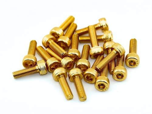 Zylinderkopfschrauben M3x10 Innensechskant 20 Stück Stahl 12.9 - rcbay | DIN912 goldene TiN Beschichtung ISK