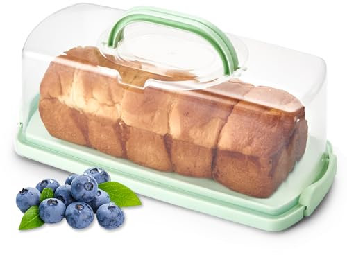 Ohuhu Cake Carrier Rectangular, Cake Container with Lid and Handle, Cake Box for 33 x 13 x 9.5 cm Loaf Cake, Cake Storage Container Loaf Pan, Great Gift for Christmas