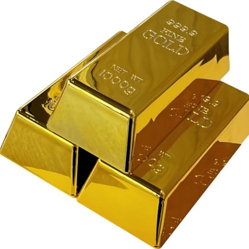 Keuyeo 3 Stück Gefälschte Goldbarren Gefälschte Goldene Ziegel Replik Goldbarren Bullion Goldbarren Dekorationen Realistische Goldbarren Ziegel Prop Film Prop
