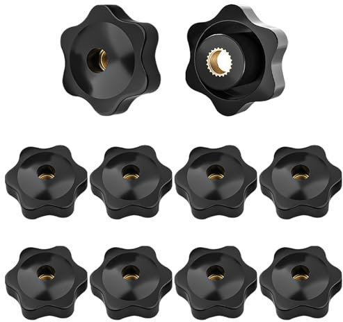 Lvjkes 10 Pezzi Manopole a Stella M10, Vite a testa zigrinata, Pulsante di Serraggio, Foro passante in rame D.O. 38 mm, Per impianti industriali, elettrotecnica, mezzi di trasporto