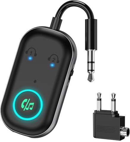 Ankilo Bluetooth 5.3 Transmitter Receiver, 16H Playtime, Mic for Calls, Dual Connection, Airplane Bluetooth Adapter with for TV, HiFi, Headphones, Speaker, Car