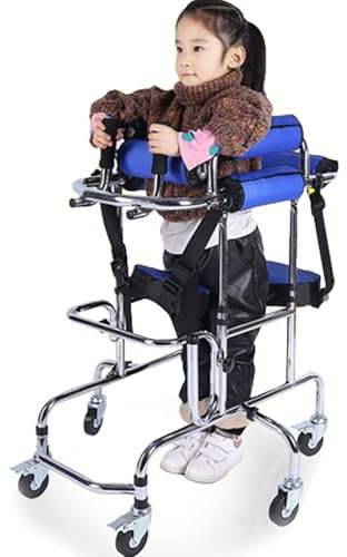 Gehhilfe für Menschen mit Zerebralparese, tragbar, mit Zerebralparese, leichtes Gehgestell aus Aluminium mit Rädern, zusammenklappbares Rehabilitations-Stehgehgestell mit Sitz, geeignet für