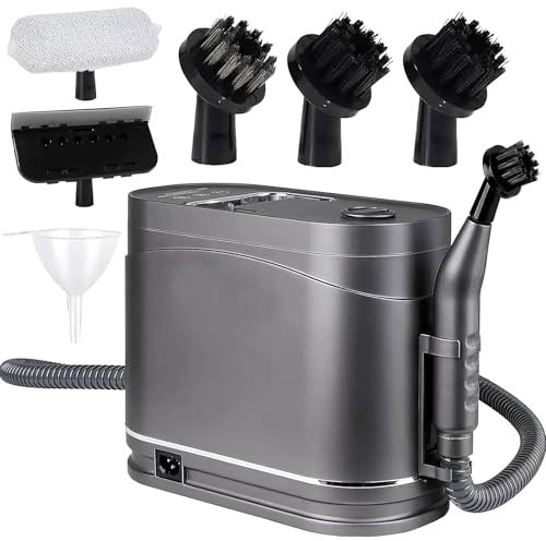 Limpiador de vapor de mano, vaporizador multifuncional de 1500 W con 5 cabezales de cepillo, tanque de agua de 1,2 L, para una limpieza eficaz de alfombras, tapicería, suelos, azulejos, coches y