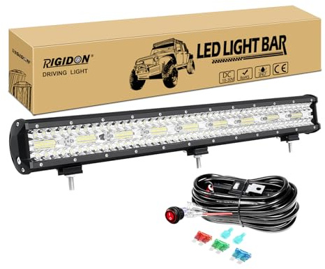 RIGIDON 26 pouces 65 cm 540W barre de led 4x4 avec 12V faisceau câblage kit | étanche, 6000K blanc, barre lumineuse led, éclairage, pour offroad véhicules voiture tracteur camions ATV 4x4, auxiliaire