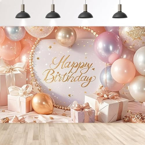 Torytoe Geburtstag Banner, 110 X 180CM Geburtstag Hintergrund Happy Birthday Banner Geburtstagsbanner Deko für Mädchen und Frauen