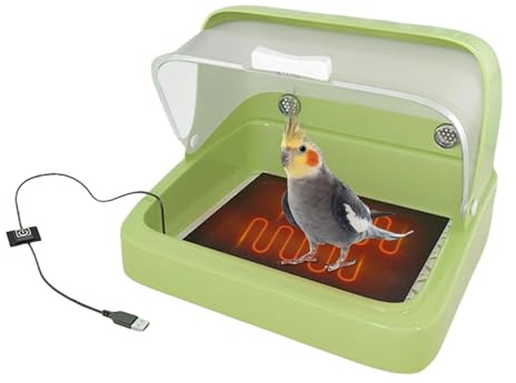 Incubateur pour poussins, chauffe-poussins, oiseaux, nichoir visible, 3 températures, coussin chauffant pour volaille, accessoire habitat pour bébé, caneton, 30 x 26 x 22 cm