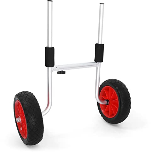 50 Kg Kajakvagn med Aluminiumkickstands, Stora Fasta Gummidäck, Lätt Att Installera och Använda, Båtvagn för Att Transportera Din Kajak