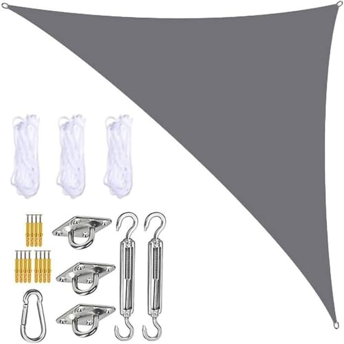 LSWKG Telo Ombreggiante Esterno,Tenda a Vela Triangolare Ombreggiante, Impermeabile Vele Parasole Protezione UV per Esterno, Giardino e Terrazza, Piscina Gray,2 x 2 x 2m