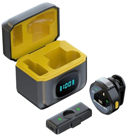 Generico Microfono Wireless 12H di Batteria - Microfono lavaliers - Microfonos Antirumore da Bavero | Microfonos a Clip con Ricevitore & Custodia di Ricarica per Vlogging, Canto, Live Streaming,