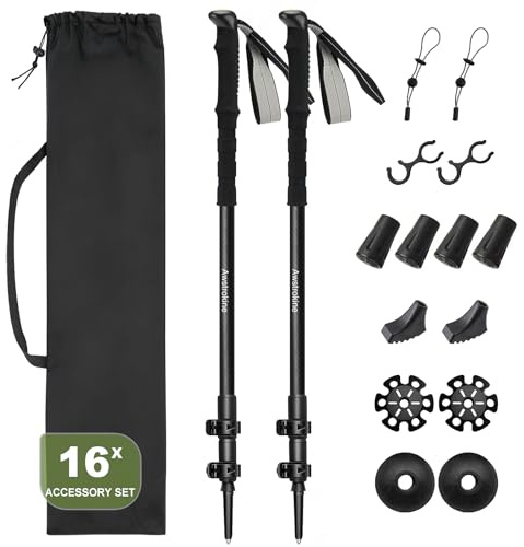Ultra Light Carbon Fiber Hiking Trekking Poles - 6.07oz Nordic Trekking Sticks with Full EVA Grips & Quick Locks, All-Terrain Hiking Sticks for Seniors, Men & Women, Set of 2