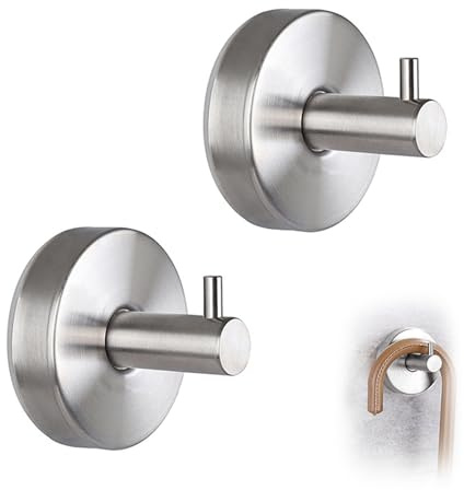 Vexorlian Suction Cup Hooks, 2 Pack Stainless Steel Shower Bathroom Hooks for Hanging Towels, Robe, Coat, Loofah, Easy Install & Reusable