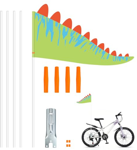 Kinderfahrradflagge,Verstellbares Dreieck-fahrradfahne, Fahrradwimpel für Jungen und Mädchen zum Radfahren im Freien, Sicherheitsflagge mit Halterung, Rot Cartoon-Warnflagge 166cm