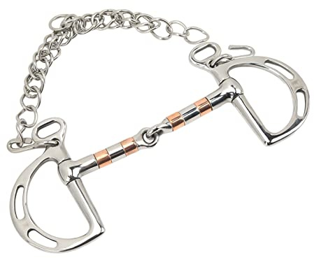 PxQuerantic Filetto ad Anello a D per Cavallo, Morso per Cavallo in Acciaio Inossidabile con Catena in Rame, Filetto a Bocca di Cavallo da 125 mm, Design Resistente e Confortevole per Un