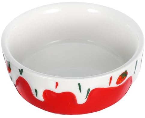 FRCOLOR Cuenco de Cerámica Pequeño para Hámster y Animales Pequeños, Resistente y Antipérdida, Tazón Rojo para Comida de Chinchillas, Conejos, Erizos y Cobayas, Accesorio de Alimentación