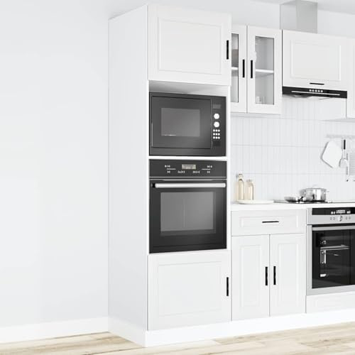 ATOMSTACK MAKER Herdumbauschränke Porto 2er-Set – Weiß, Holzwerkstoff, 60x57x207 cm, höhenverstellbar, platzsparend für kleine Küchen, mit Wandhalterung (ohne Arbeitsplatte)