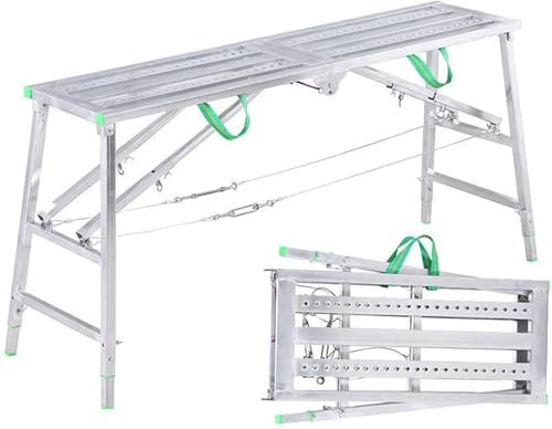 Attrezzatura per Ponteggi Pieghevoli, Piattaforma di Lavoro Multiuso Telescopica Leggera con Altezza Regolabile, capacità di Carico Stabile E Sicura, Ponteggio Portatile O Scala, Ponte, 160cm