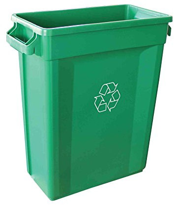 Chabrias Ltd 87 Litre Slim Bin Recycling Container, Space Saving Design, Rectangular for Home, Office, Kitchen – Commercial Product Vented Slim Waste Receptacle Bin (1, Green)