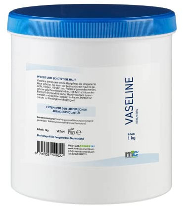 Medicalcorner24 weiße Vaseline, Gel Hautpflege Körperpflege, Tattoo und Piercingbereich, 1 kg