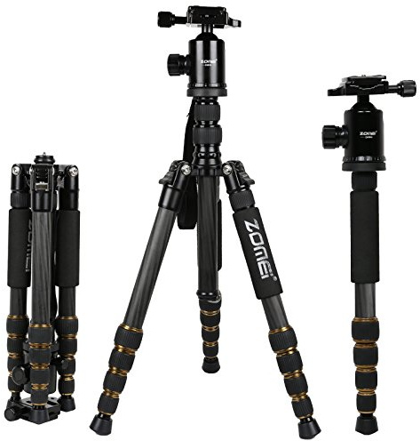 ZOMEI Z699C Carbon Fiber Portable Tripod with Ball Head Compact Travel for Canon,Sony, Nikon, Samsung, Panasonic, Olympus, Kodak, Fuji, Cameras and Video Camera