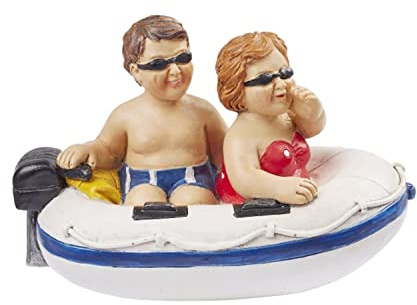 Hobbyfun Urlauber im Schlauchboot Figur Deko 10 cm Miniatur Urlaub