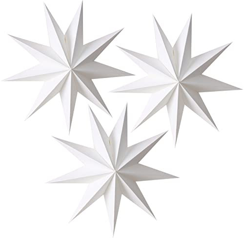 EASY JOY Papiersterne Weihnachtsstern 30cm Party Dekoration Weiß 3D Stern Weihnachtsdeko Fensterdeko Faltsterne zum Aufhängen – 3 Stück 30cm