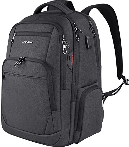 KROSER Laptop Rucksack Herren 17,3'' Business Rucksack Schulrucksack Großer Wasserdicht Taschen Reise Backpack Daypack für College/Männer/Frauen Schwarz MEHRWEG